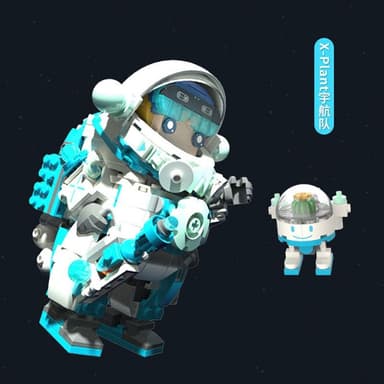 blue astronaut with a pet
